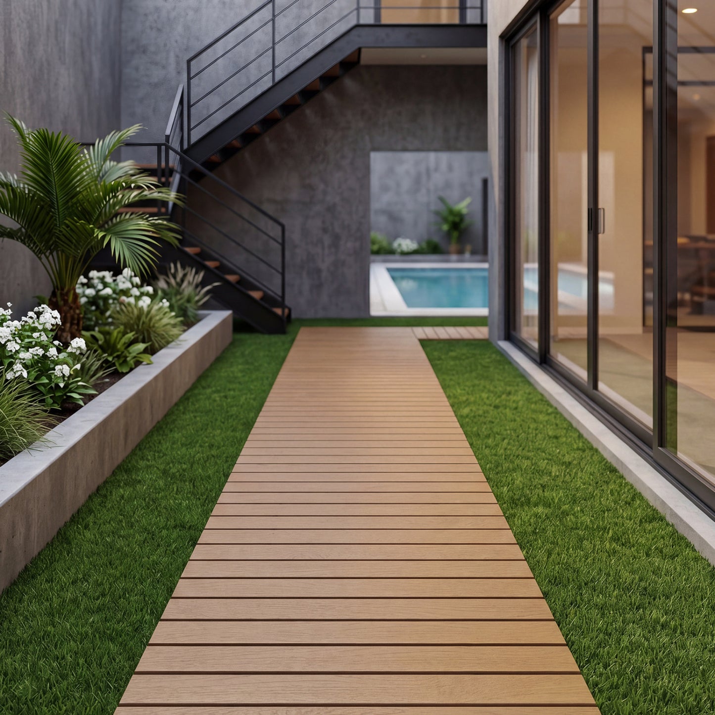 8 Ft Outdoor Pathway Roll-Out Patio Boardwalk, Brown Decorative Fencing & Flooring at Gallery Canada