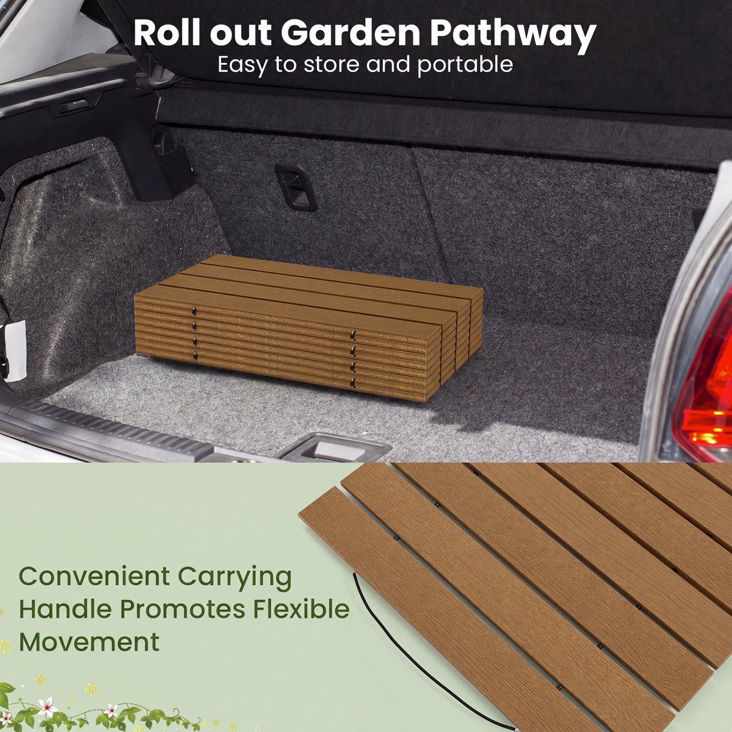 8 Ft Outdoor Pathway Roll-Out Patio Boardwalk, Brown Decorative Fencing & Flooring at Gallery Canada