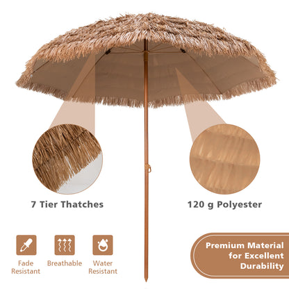 8 Feet Thatched Tiki Umbrella, Natural Outdoor Umbrellas at Gallery Canada