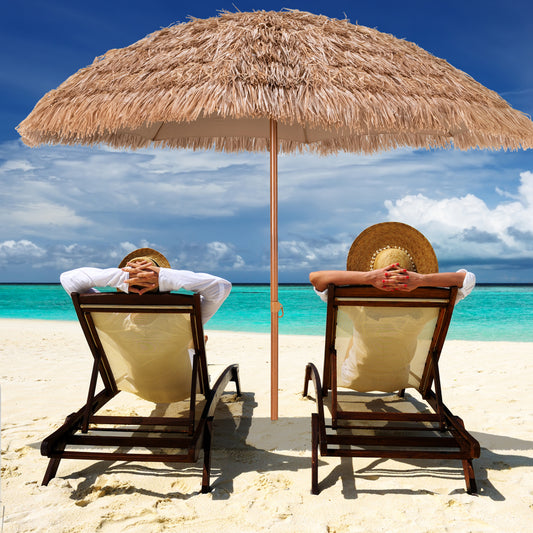 8 Feet Thatched Tiki Umbrella, Natural Outdoor Umbrellas Natural at Gallery Canada