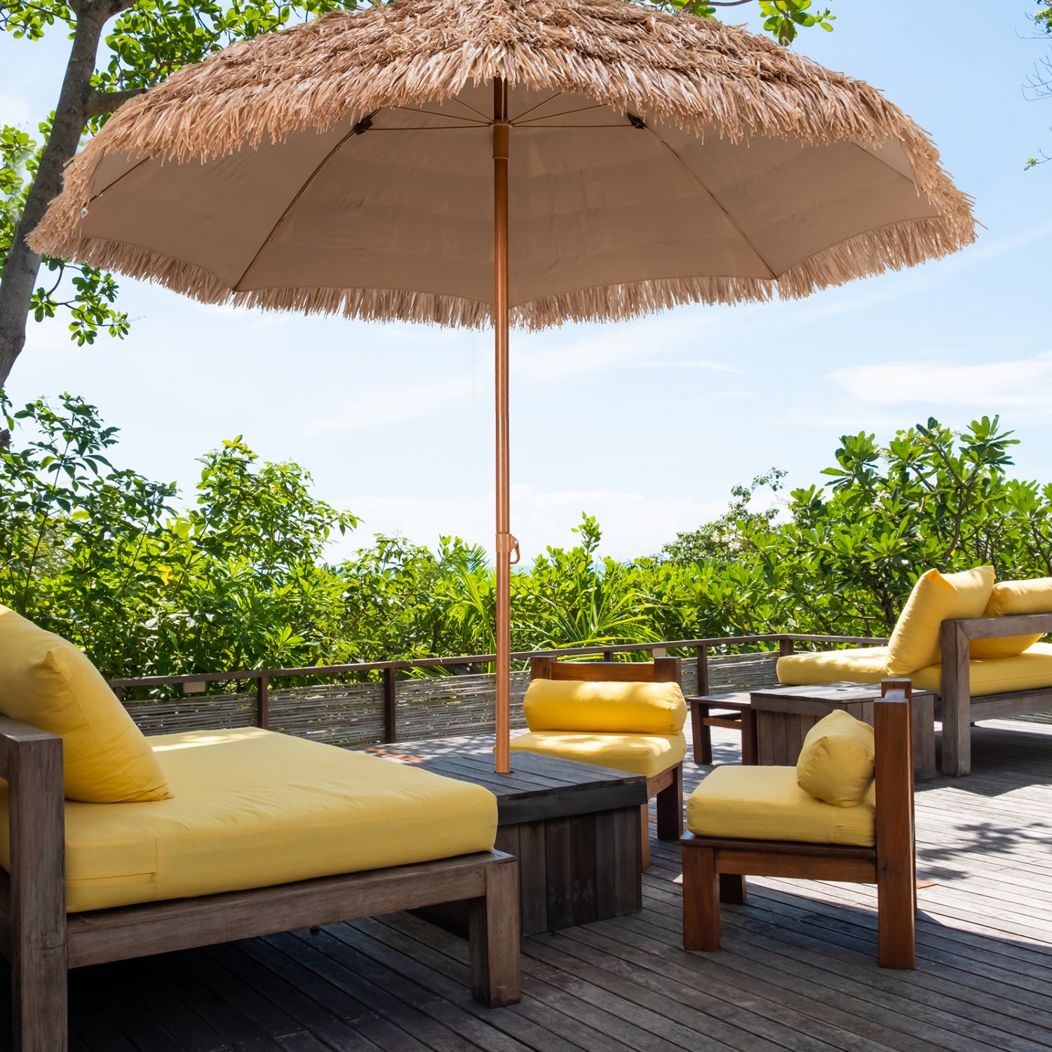 8 Feet Thatched Tiki Umbrella, Natural Outdoor Umbrellas at Gallery Canada