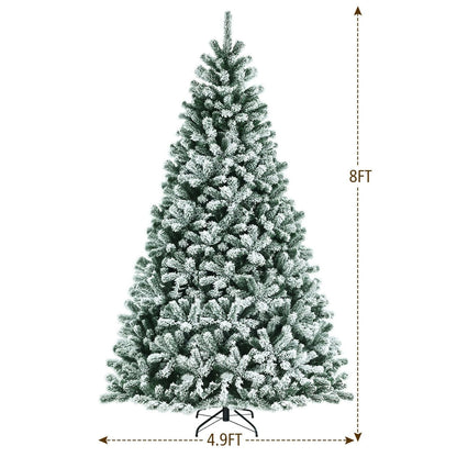 8 ft Pre-lit Snow Flocked Christmas Tree, Green Christmas Tree at Gallery Canada