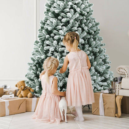 8 ft Pre-lit Snow Flocked Christmas Tree, Green Christmas Tree at Gallery Canada