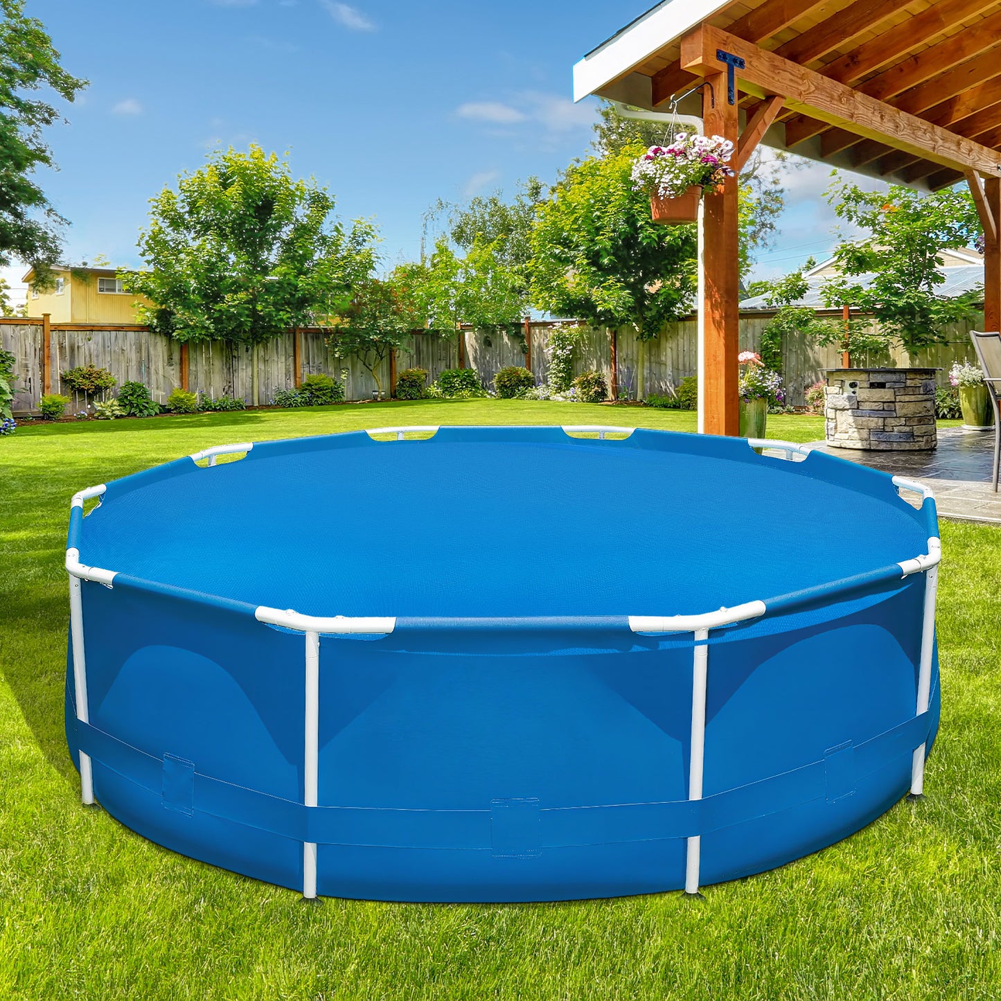 8 Feet Round Solar Pool Cover, 12 Mil, Blue Swimming Pools at Gallery Canada