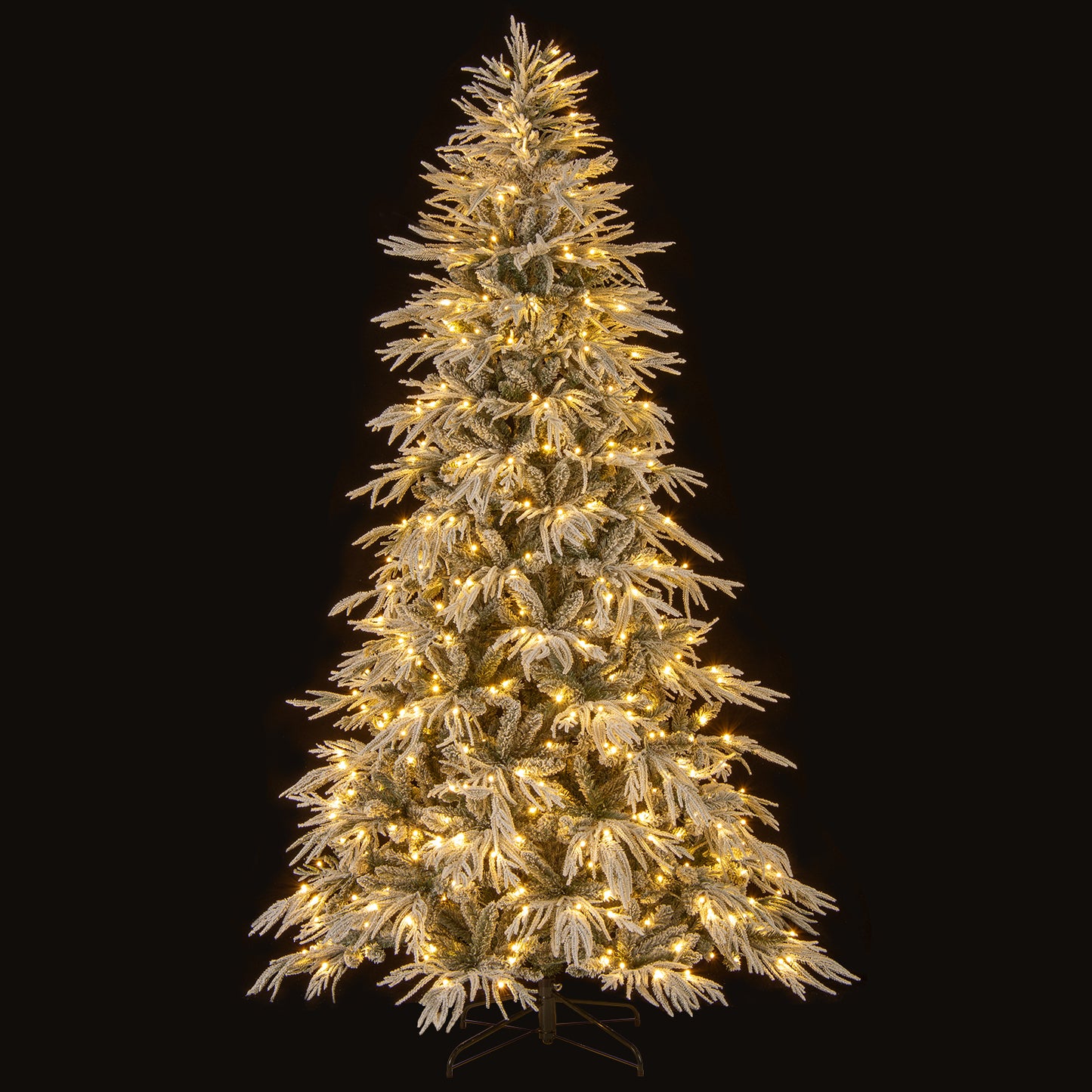 8 Feet Snow-flocked Artificial Christmas Tree Pre-lit Hinged Xmas Tree with Warm White LED Lights, White Christmas Tree at Gallery Canada