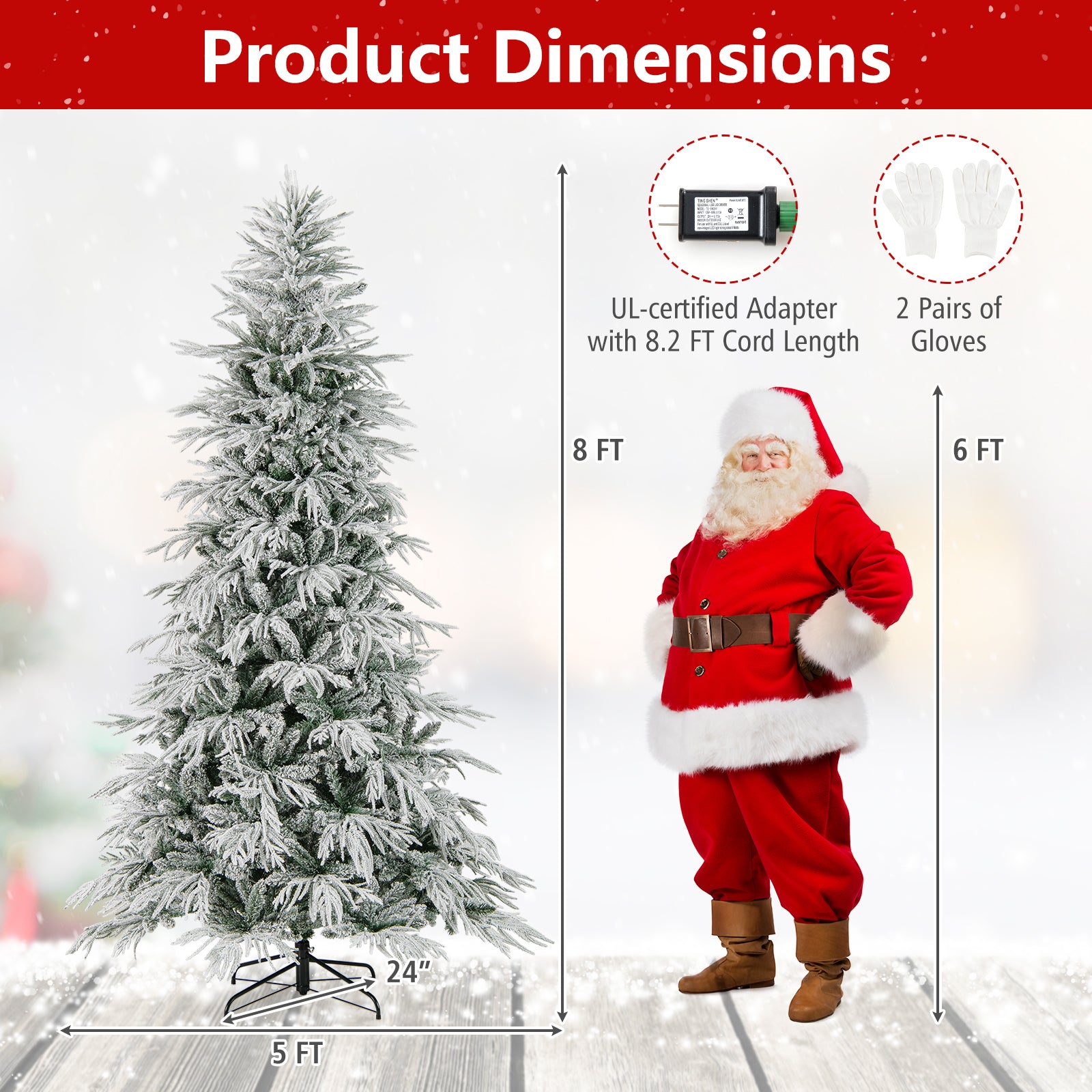 8 Feet Pre-lit Artificial Christmas Tree, Warm White LED Lights, White Christmas Tree at Gallery Canada