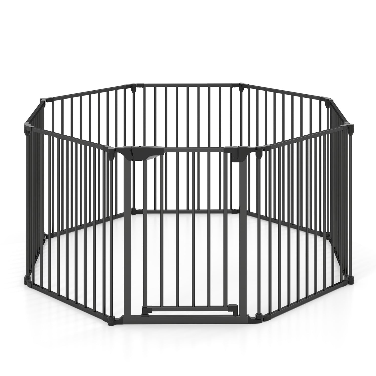 8-Panel Extra Wide Baby Gate Adjustable Pet Safety Fence with Auto-close Door, Black Pet Gate at Gallery Canada