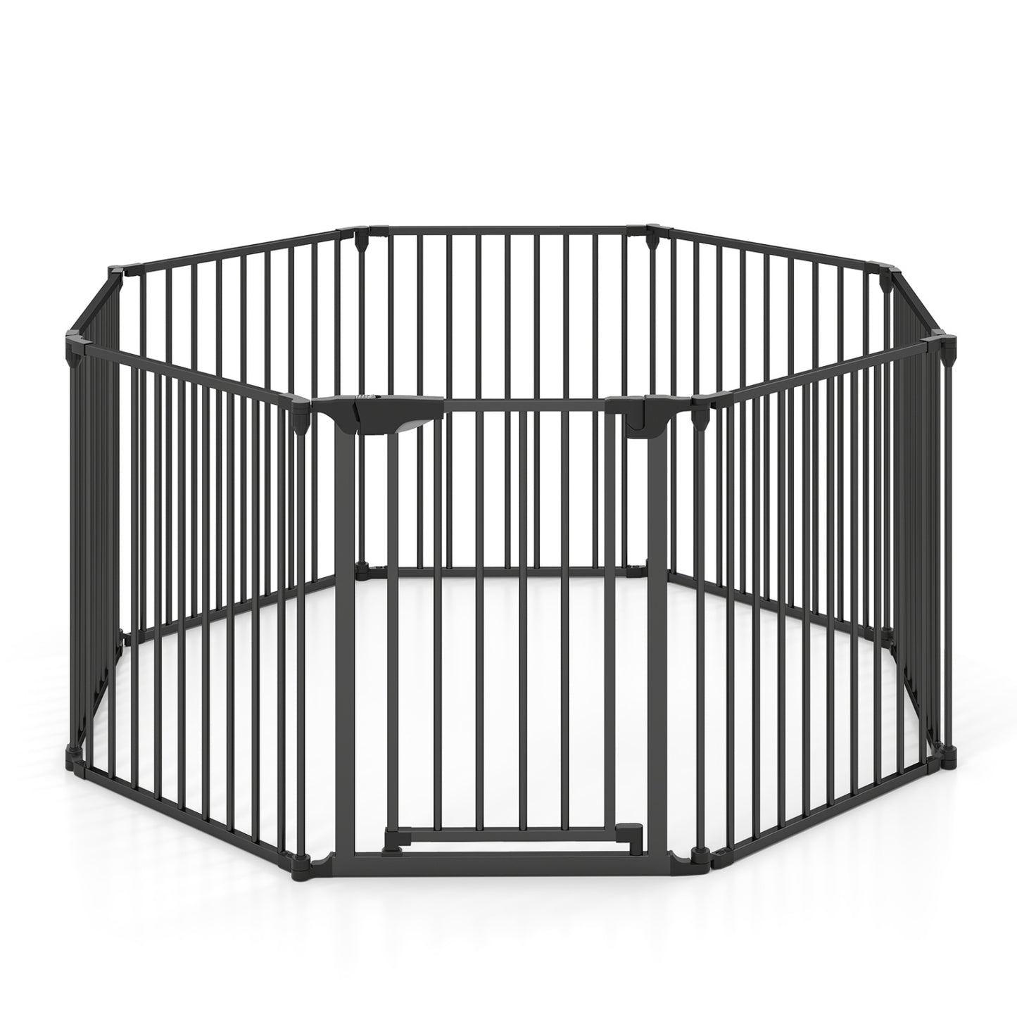 8-Panel Extra Wide Baby Gate Adjustable Pet Safety Fence with Auto-close Door, Black Pet Gate at Gallery Canada