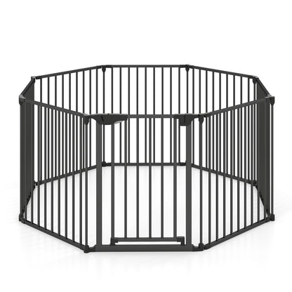 8-Panel Extra Wide Baby Gate Adjustable Pet Safety Fence with Auto-close Door, Black Pet Gate at Gallery Canada