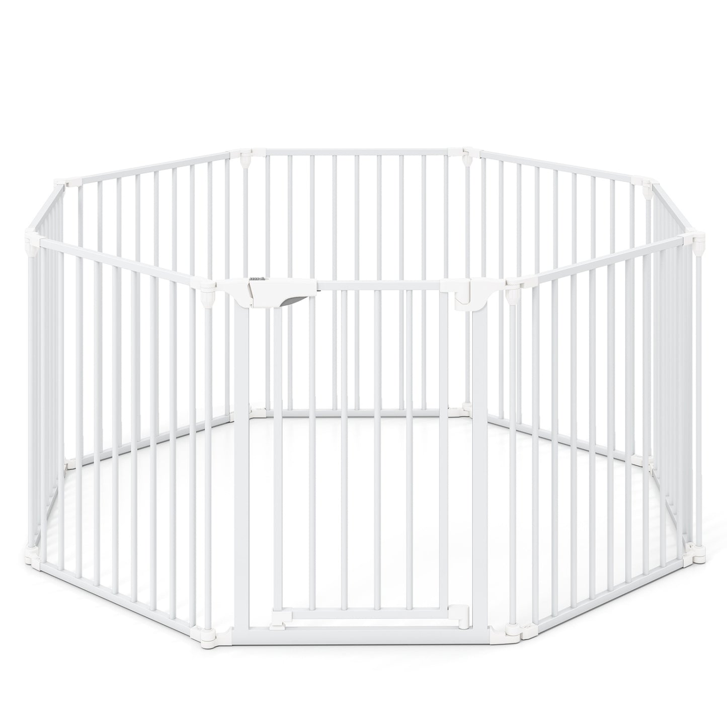 8-Panel Extra Wide Baby Gate Adjustable Pet Safety Fence with Auto-close Door, White Pet Gate White at Gallery Canada