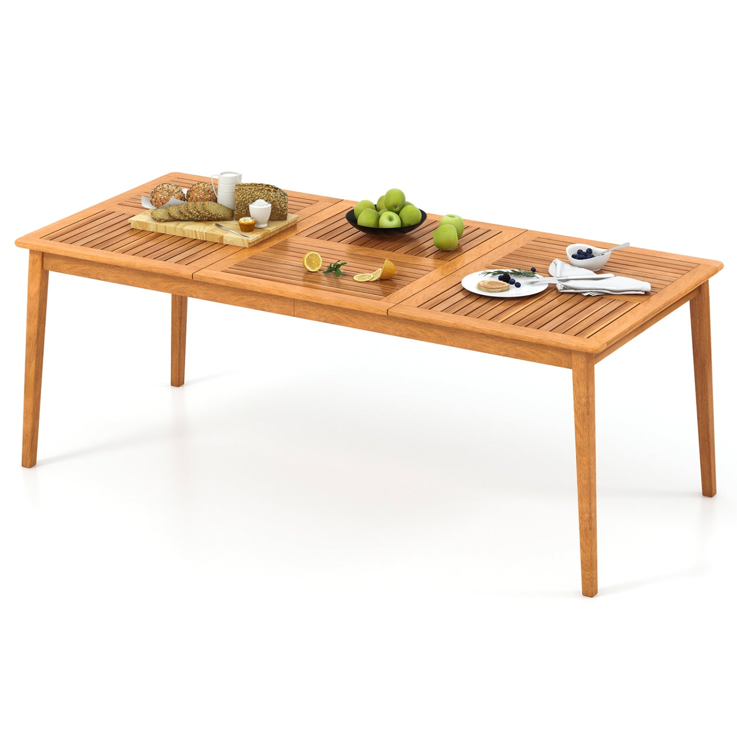 8-Person Acacia Wood Outdoor Dining Table, Rectangular, Natural Patio Dining Tables at Gallery Canada