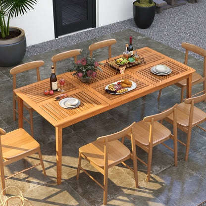 8-Person Acacia Wood Outdoor Dining Table, Rectangular, Natural Patio Dining Tables at Gallery Canada