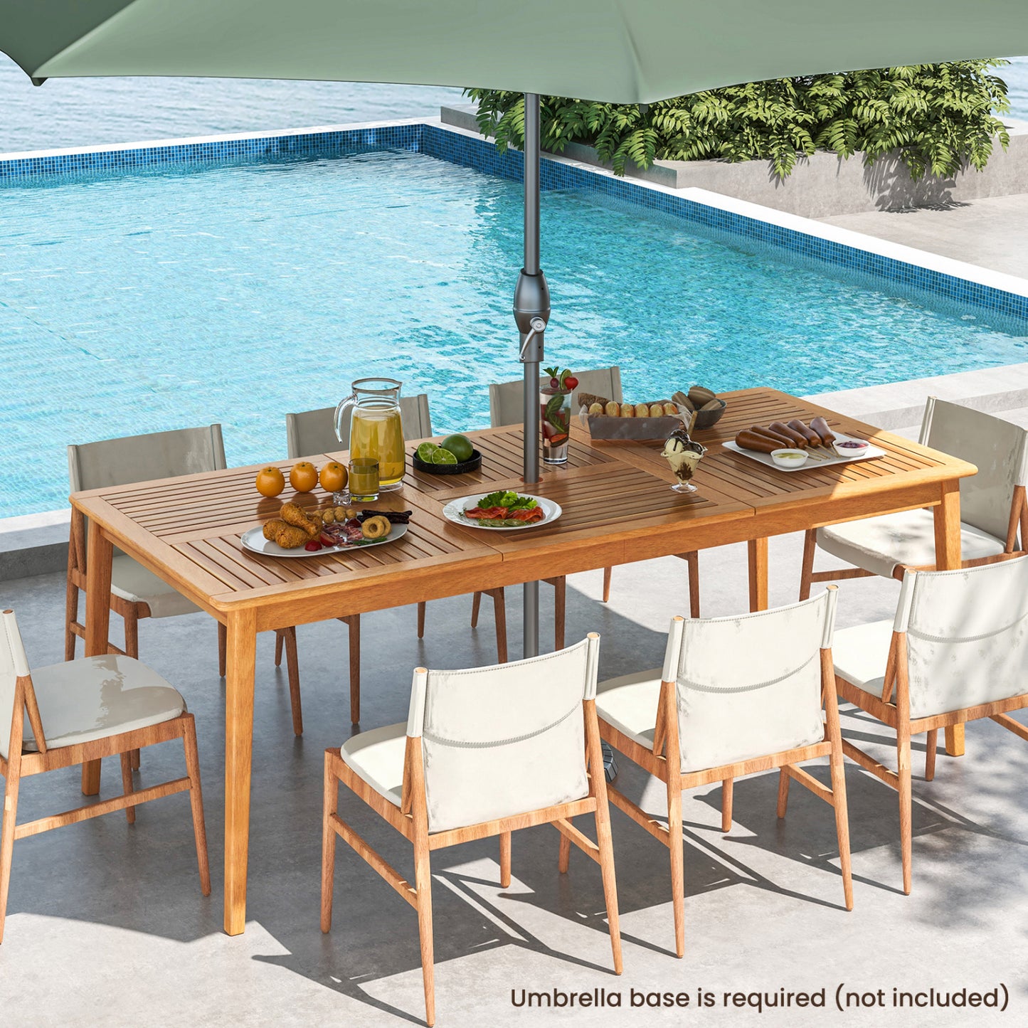 8-Person Acacia Wood Outdoor Dining Table, Rectangular, Natural Patio Dining Tables at Gallery Canada