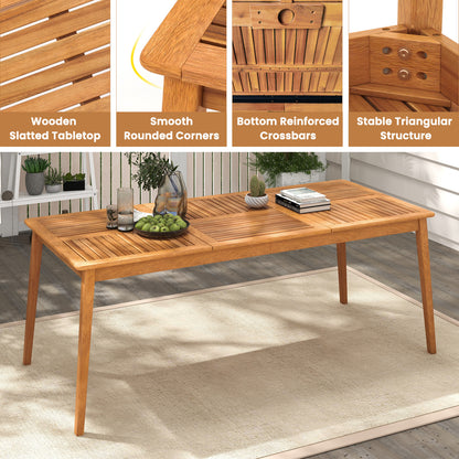 8-Person Acacia Wood Outdoor Dining Table, Rectangular, Natural Patio Dining Tables at Gallery Canada