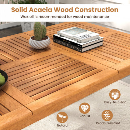 8-Person Acacia Wood Outdoor Dining Table, Rectangular, Natural Patio Dining Tables at Gallery Canada