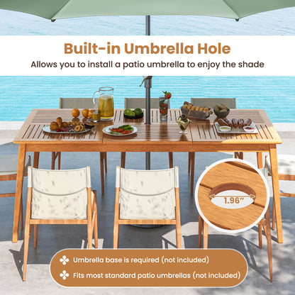 8-Person Acacia Wood Outdoor Dining Table, Rectangular, Natural Patio Dining Tables at Gallery Canada