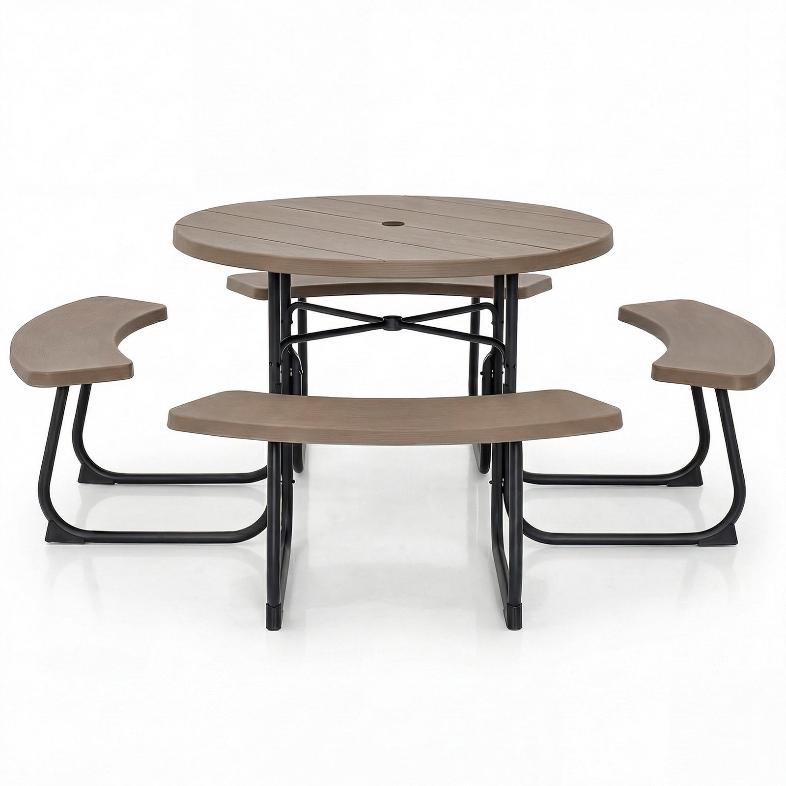 8-Person Picnic Table And Bench Set, With Umbrella Hole, Rustic Brown Picnic Tables at Gallery Canada