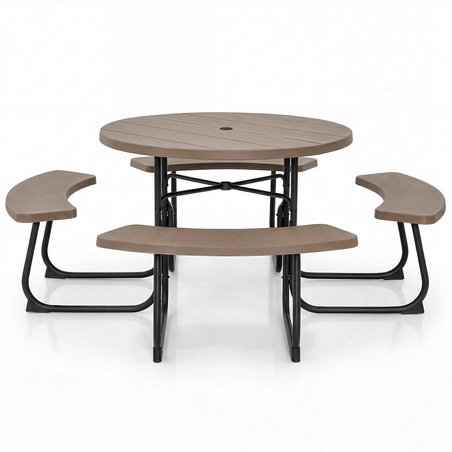 8-Person Picnic Table And Bench Set, With Umbrella Hole, Rustic Brown Picnic Tables at Gallery Canada