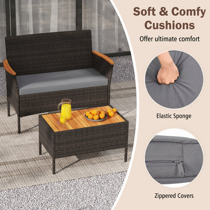 8 Piece Patio Wicker Sofa Set, 4 Rattan Chairs, 2 Loveseats, 2 Tables, Gray Patio Conversation Sets at Gallery Canada