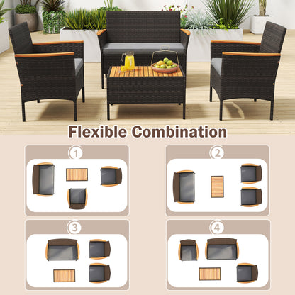 8 Piece Patio Wicker Sofa Set, 4 Rattan Chairs, 2 Loveseats, 2 Tables, Gray Patio Conversation Sets at Gallery Canada