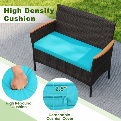 8-Pc Patio Wicker Sofa Set with Chairs, Loveseats & Table, Turquoise