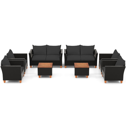 Outdoor Conversation Set With Storage Table, 8 Pc, Black Patio Conversation Sets Black at Gallery Canada