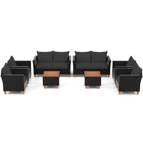 Outdoor Conversation Set With Storage Table, 8 Pc, Black