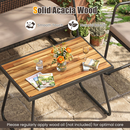 8-Piece Patio Set, Acacia Coffee Table, Cushions, Beige