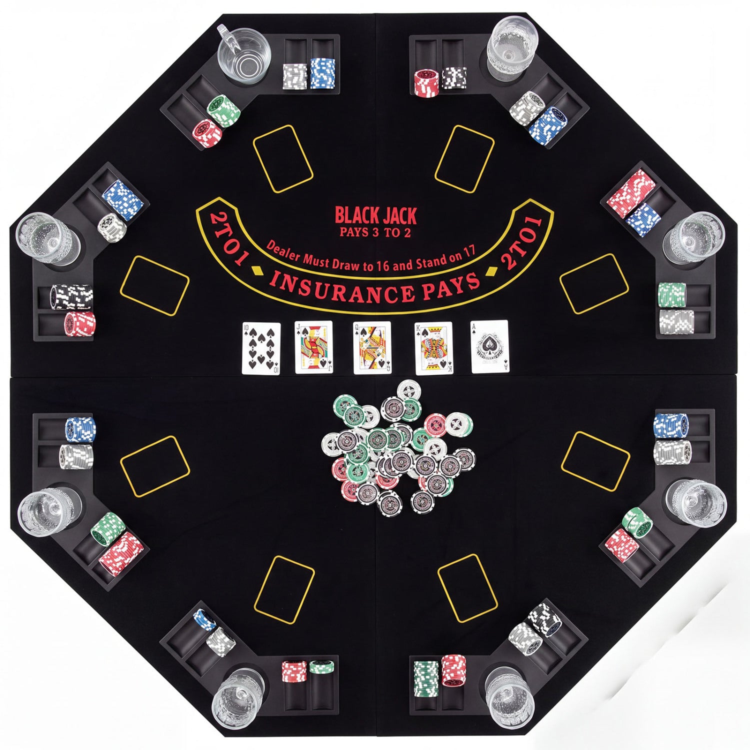 8-Player Portable Poker Table Top, Black Game Room Black at Gallery Canada