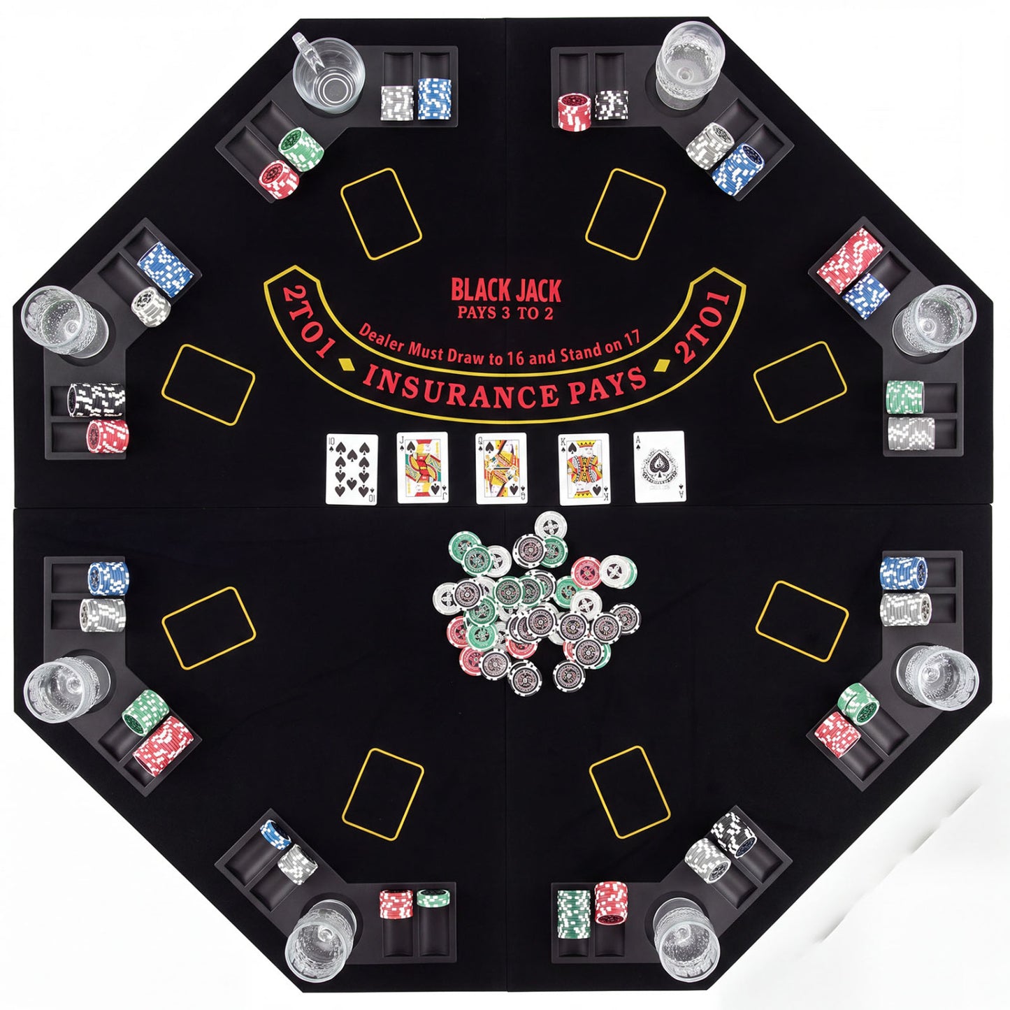 8-Player Portable Poker Table Top, Black Game Room Black at Gallery Canada