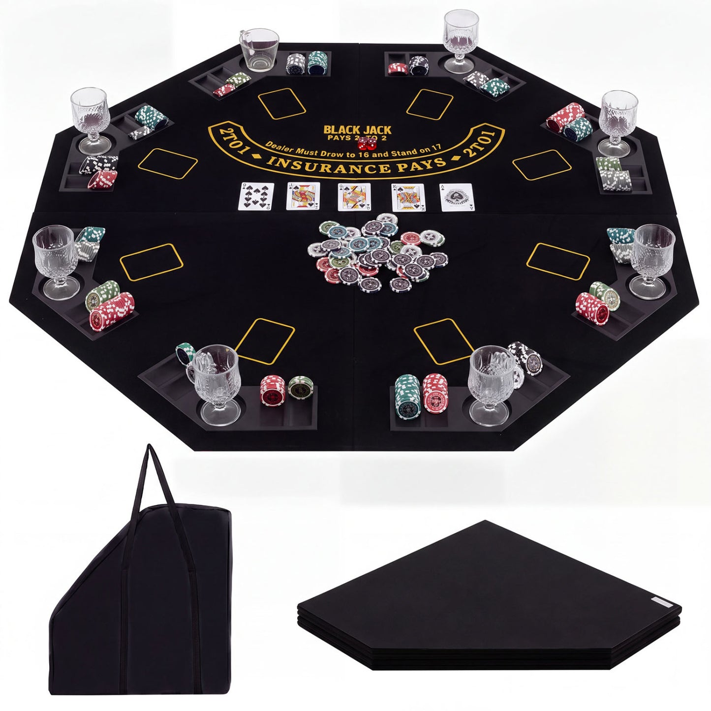 8-Player Portable Poker Table Top, Black Game Room at Gallery Canada