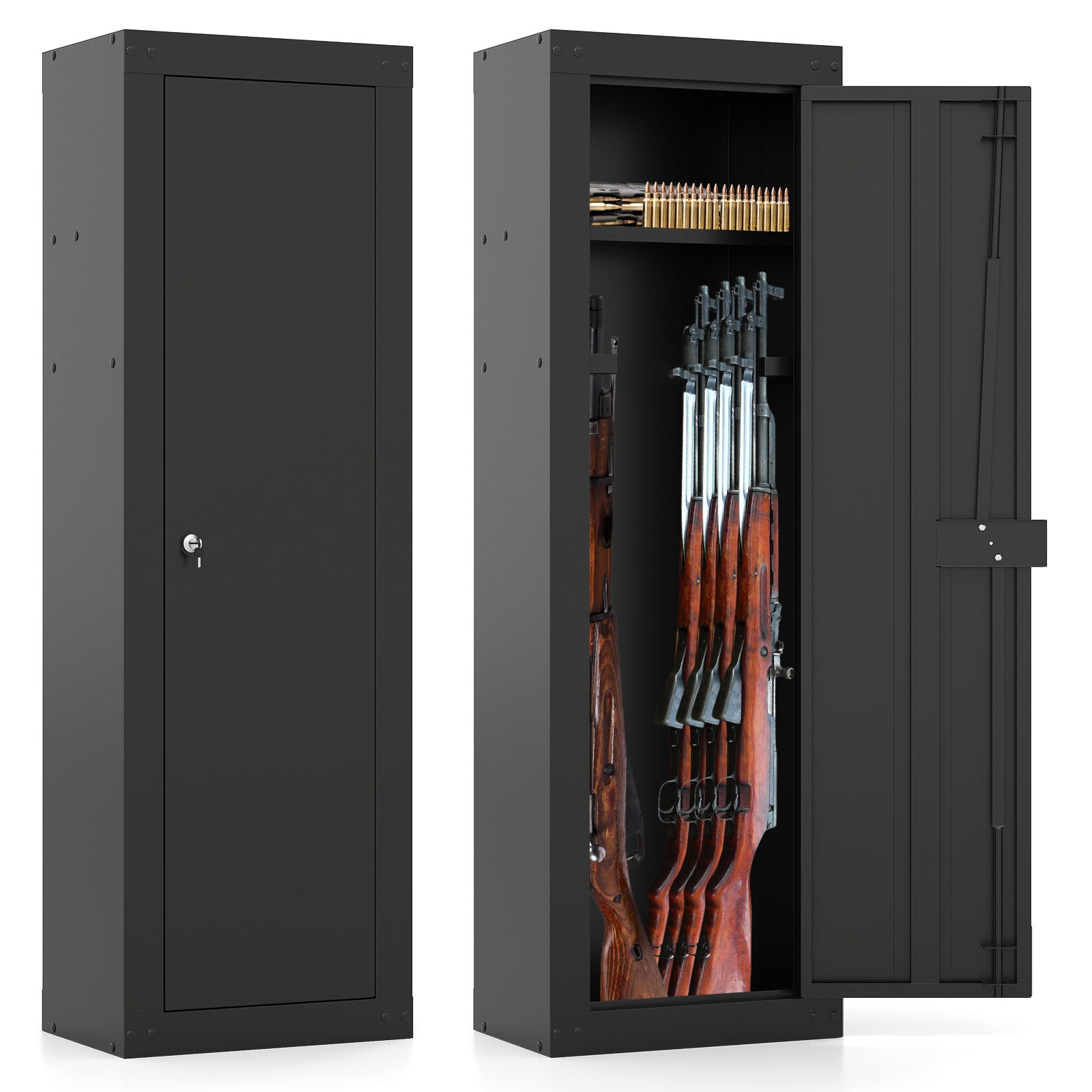 8 Rifle Gun Safe With Storage Shelf, Large, Black Safe Box Black at Gallery Canada