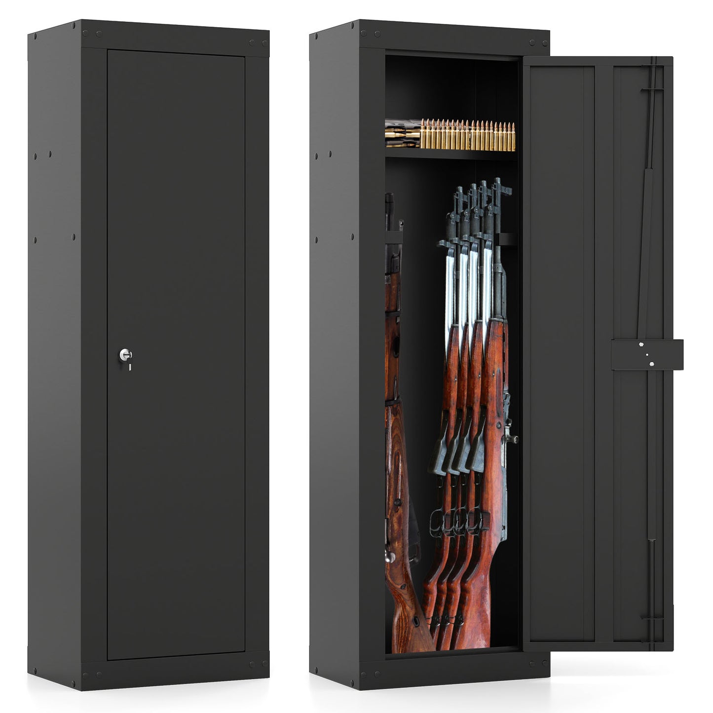 8 Rifle Gun Safe With Storage Shelf, Large, Black Safe Box Black at Gallery Canada