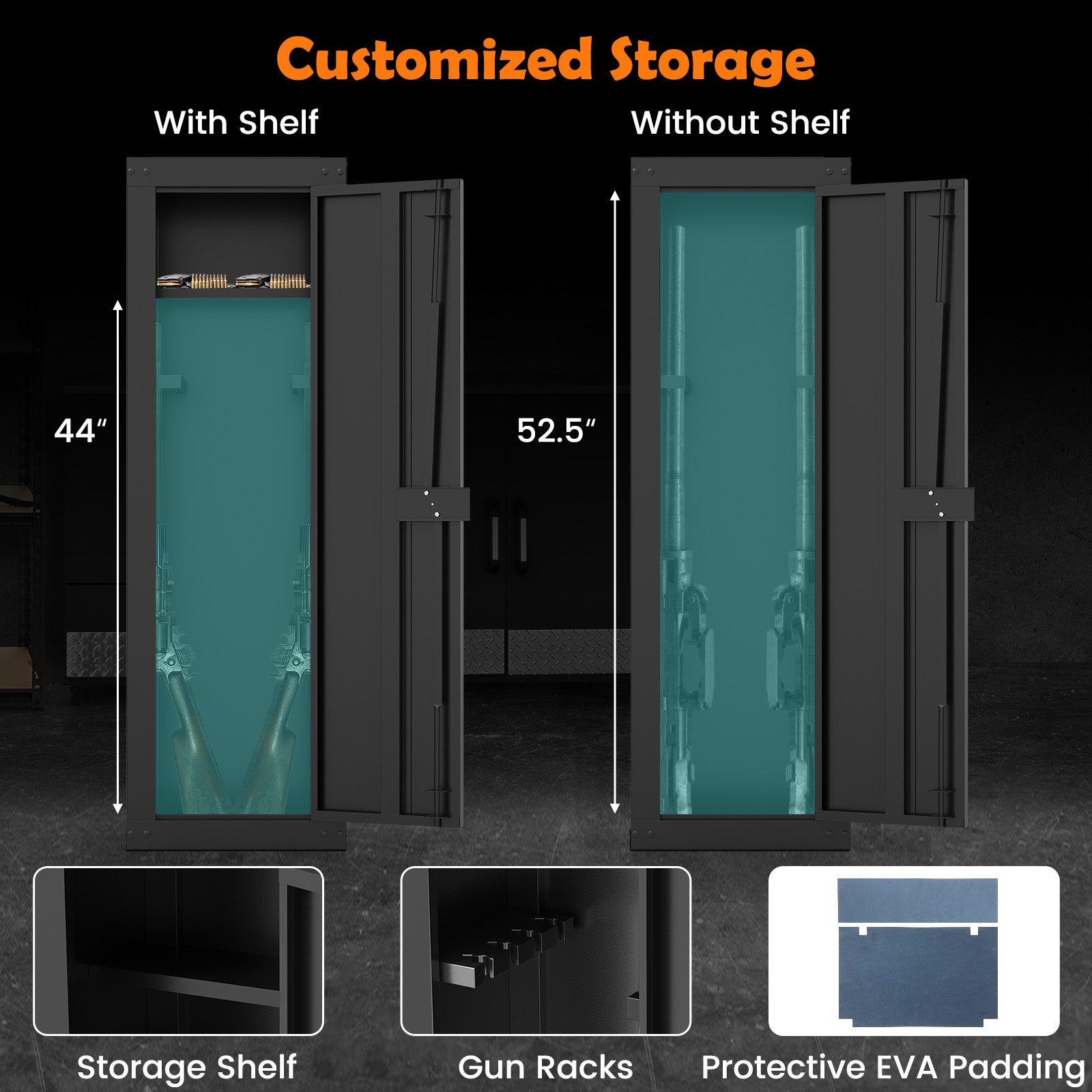 8 Rifle Gun Safe With Storage Shelf, Large, Black Safe Box at Gallery Canada