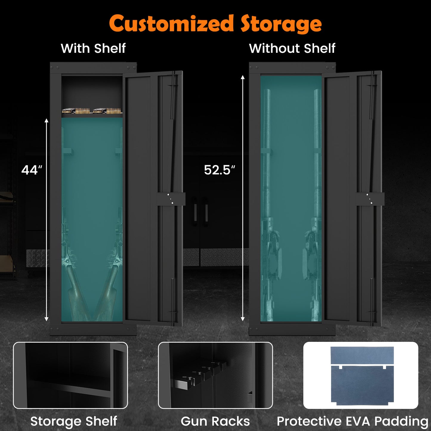 8 Rifle Gun Safe With Storage Shelf, Large, Black Safe Box at Gallery Canada