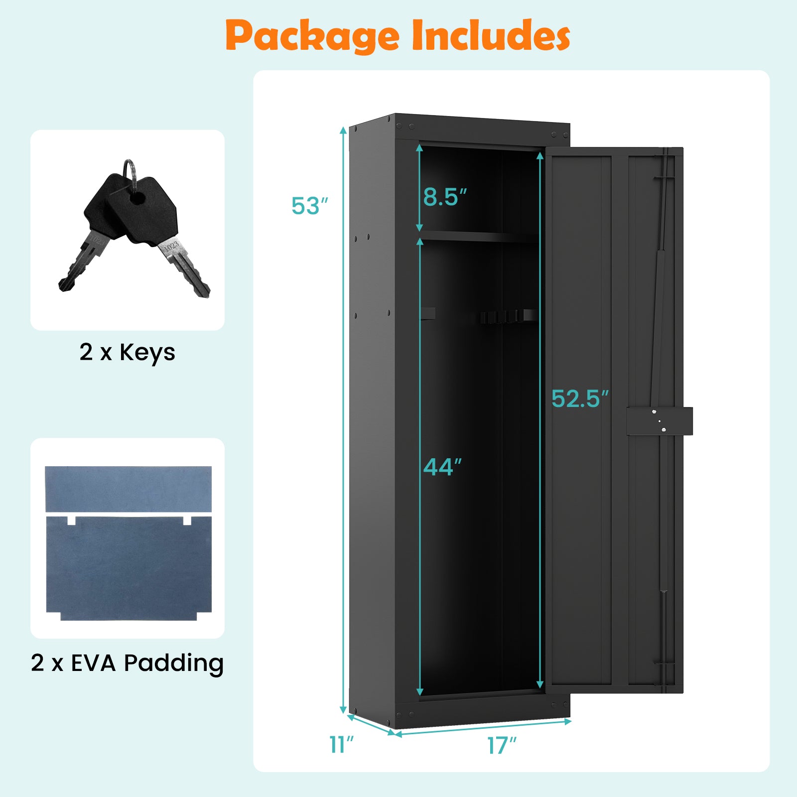 8 Rifle Gun Safe With Storage Shelf, Large, Black Safe Box at Gallery Canada