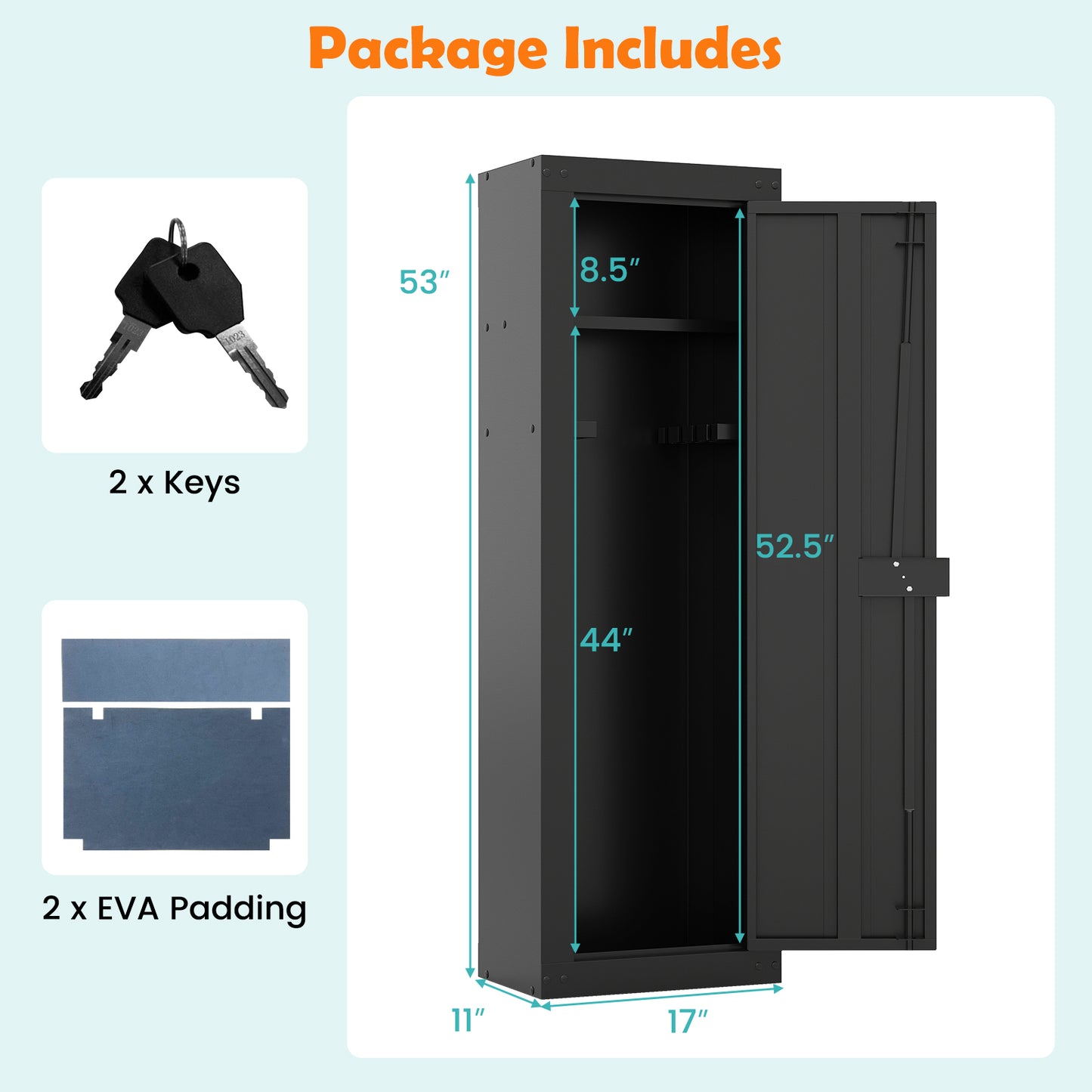 8 Rifle Gun Safe With Storage Shelf, Large, Black Safe Box at Gallery Canada