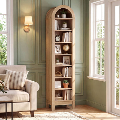 8-Tier Arch Bookshelf, 3 Adjustable Shelves, Natural Bookcases at Gallery Canada