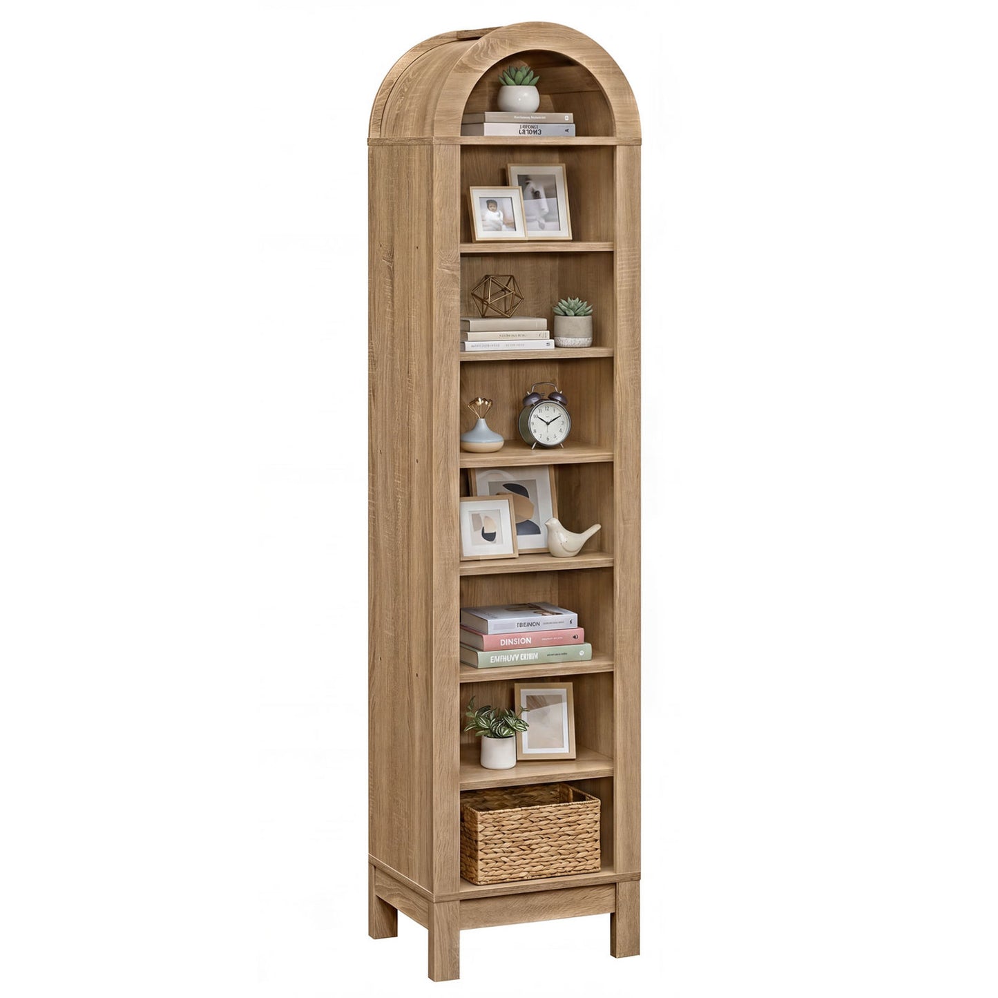 8-Tier Arch Bookshelf, 3 Adjustable Shelves, Natural Bookcases Natural at Gallery Canada