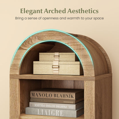 8-Tier Arch Bookshelf, 3 Adjustable Shelves, Natural Bookcases at Gallery Canada
