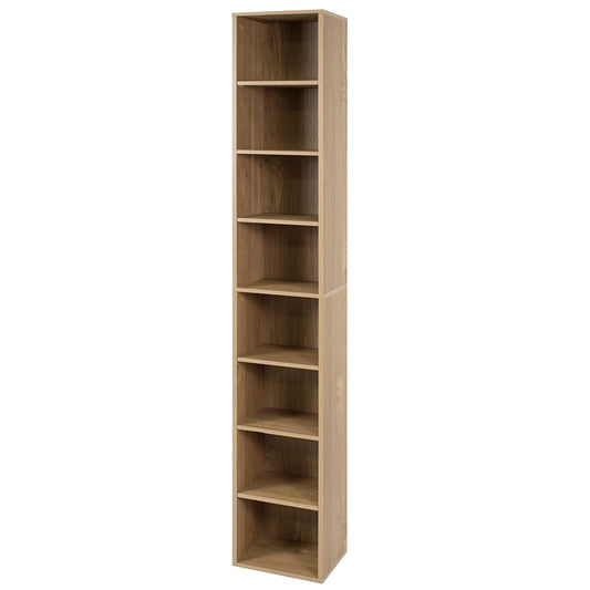 8-Tier Narrow Bookshelf, Adjustable Shelves, Storage Cubes, Natural Bookcases Natural at Gallery Canada