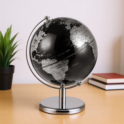 8" World Globe Modern Decorative Tabletop Earth Globe, Silver Learning Toys at Gallery Canada