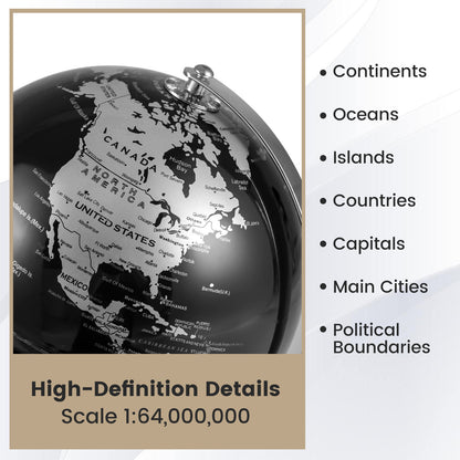 8" World Globe Modern Decorative Tabletop Earth Globe, Silver Learning Toys at Gallery Canada