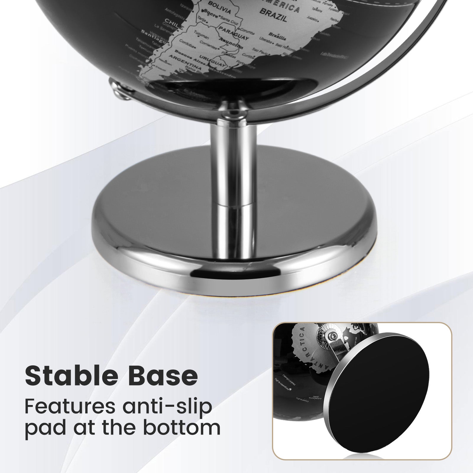 8" World Globe Modern Decorative Tabletop Earth Globe, Silver Learning Toys at Gallery Canada