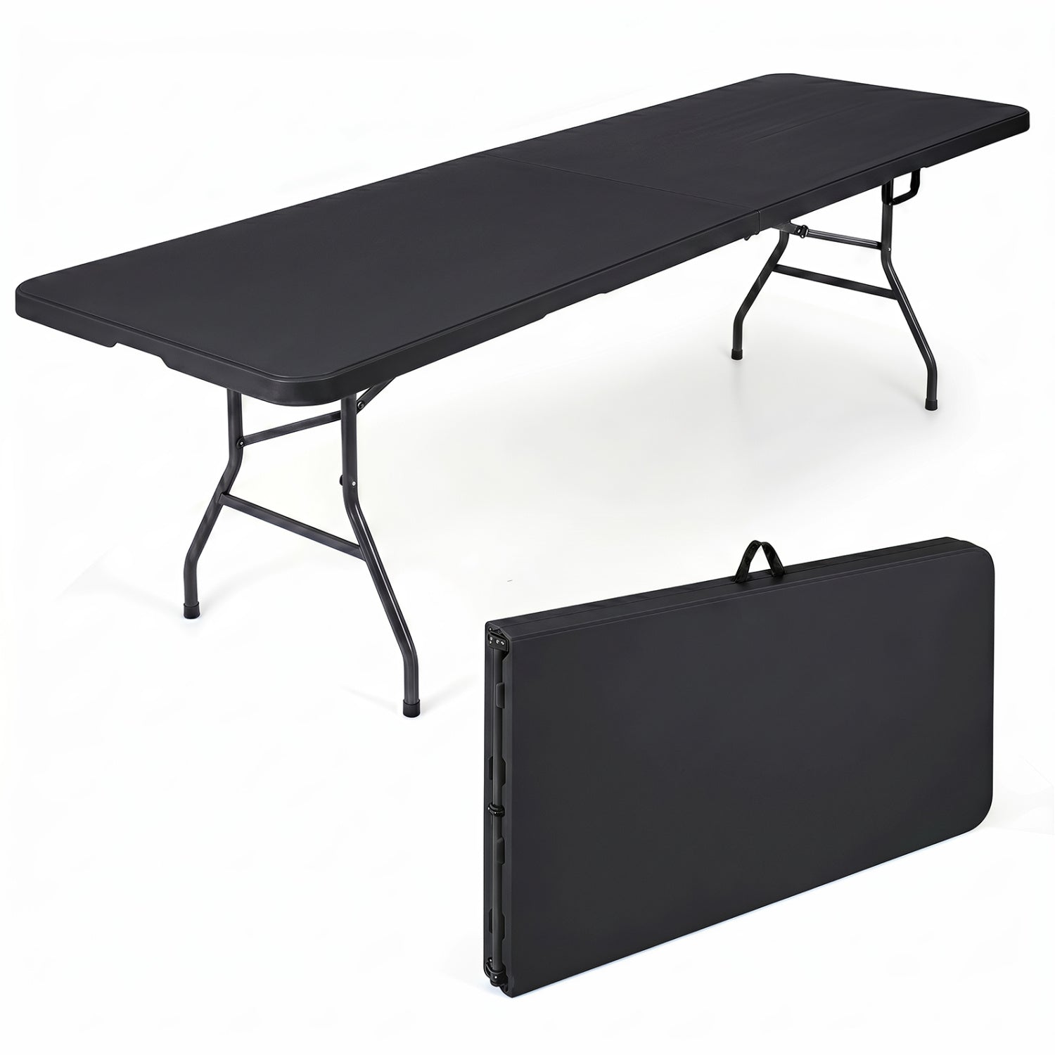 8 ft Portable Folding Table, 350 LBS Capacity, HDPE Tabletop, Black Camping Furniture at Gallery Canada