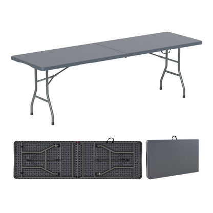 8 ft Portable Folding Table, 350 LBS, HDPE Tabletop, Gray Camping Furniture at Gallery Canada