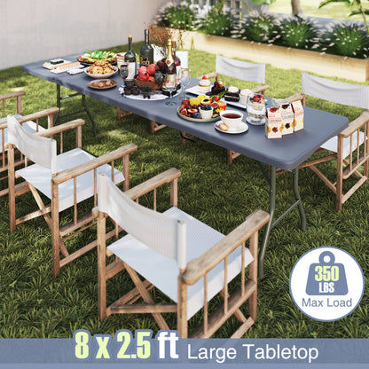 8 ft Portable Folding Table, 350 LBS, HDPE Tabletop, Gray Camping Furniture at Gallery Canada
