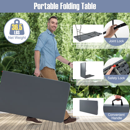 8 ft Portable Folding Table, 350 LBS, HDPE Tabletop, Gray Camping Furniture at Gallery Canada