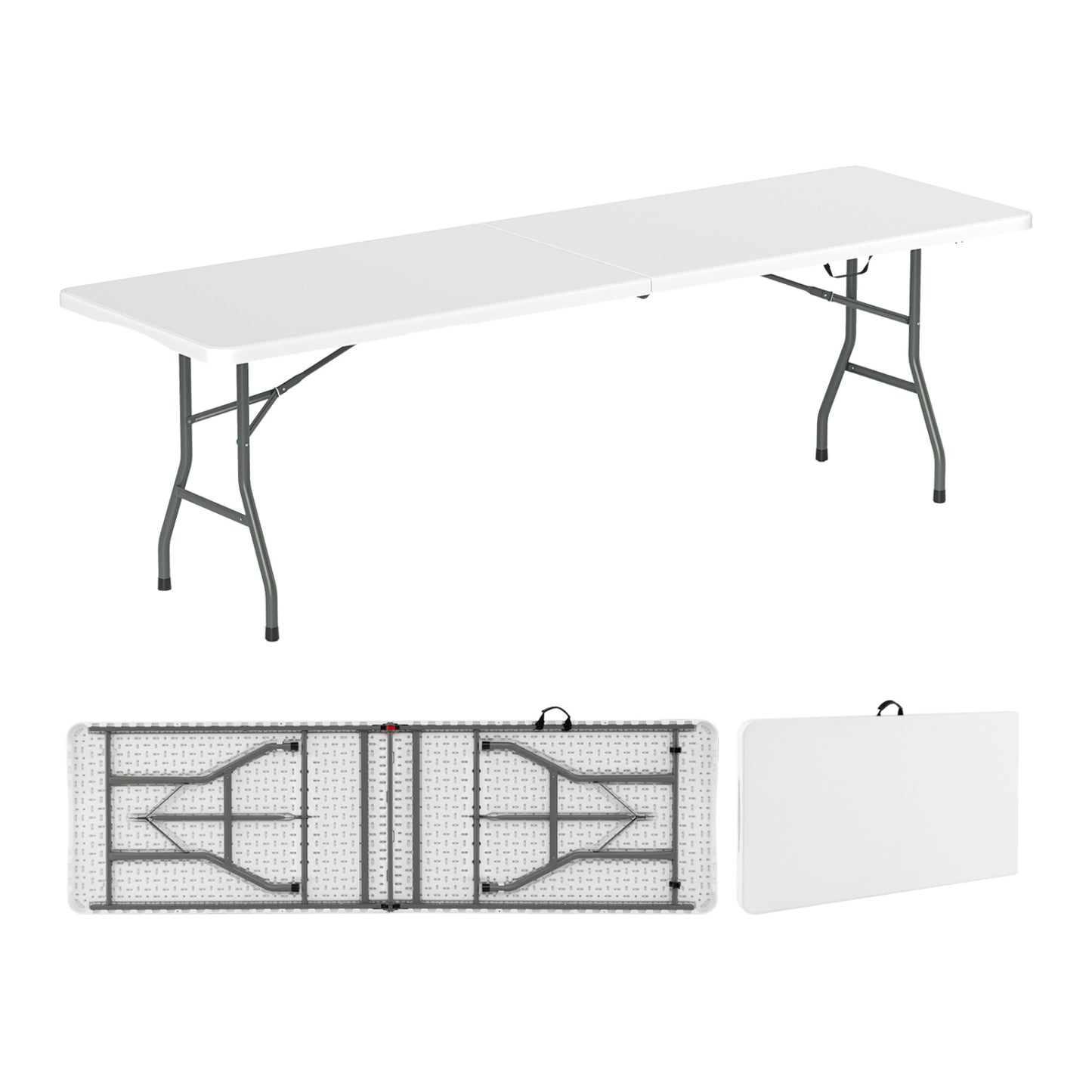 8 ft Portable Folding Table, 350 LBS Capacity, White Camping Furniture at Gallery Canada