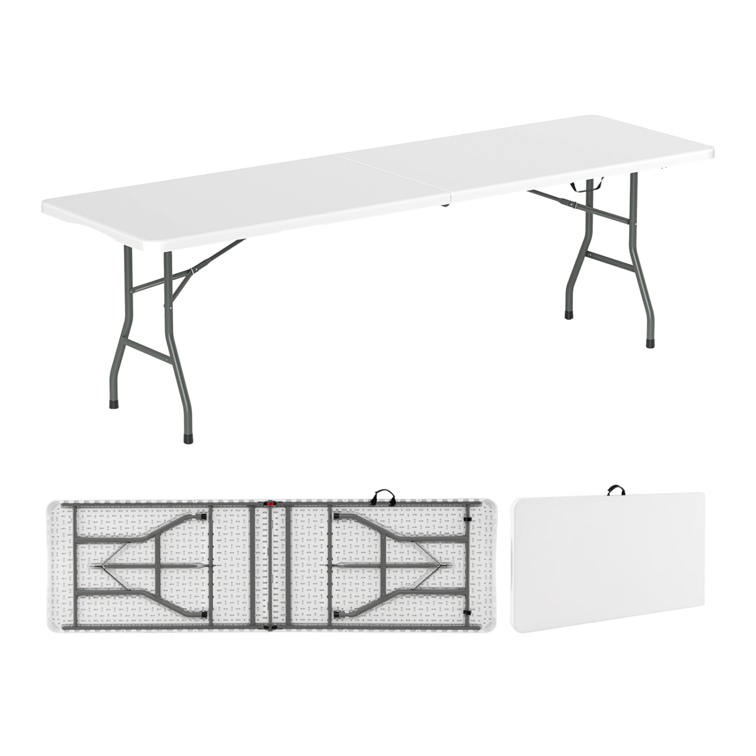 8 ft Portable Folding Table, 350 LBS Capacity, White Camping Furniture White at Gallery Canada